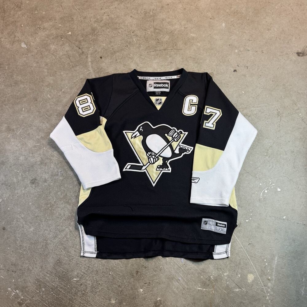Reebok Pittsburgh Penguins Sidney Crosby Jersey Black Size Youth L/XL NWOT